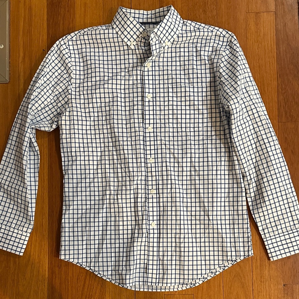 Croft & Barrow Men's White and Blue Checkered Shirt